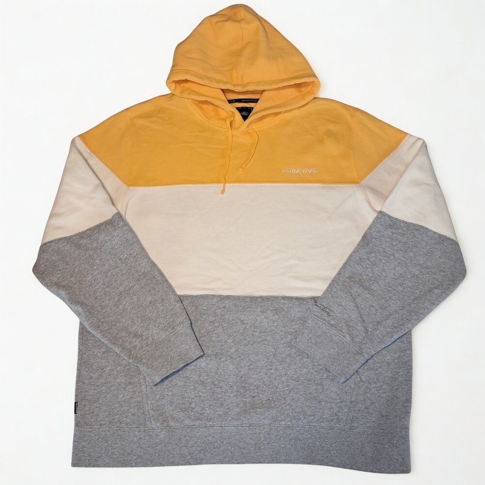 Primitive Denver Mens Hoodie Large Yellow White Gray Skate